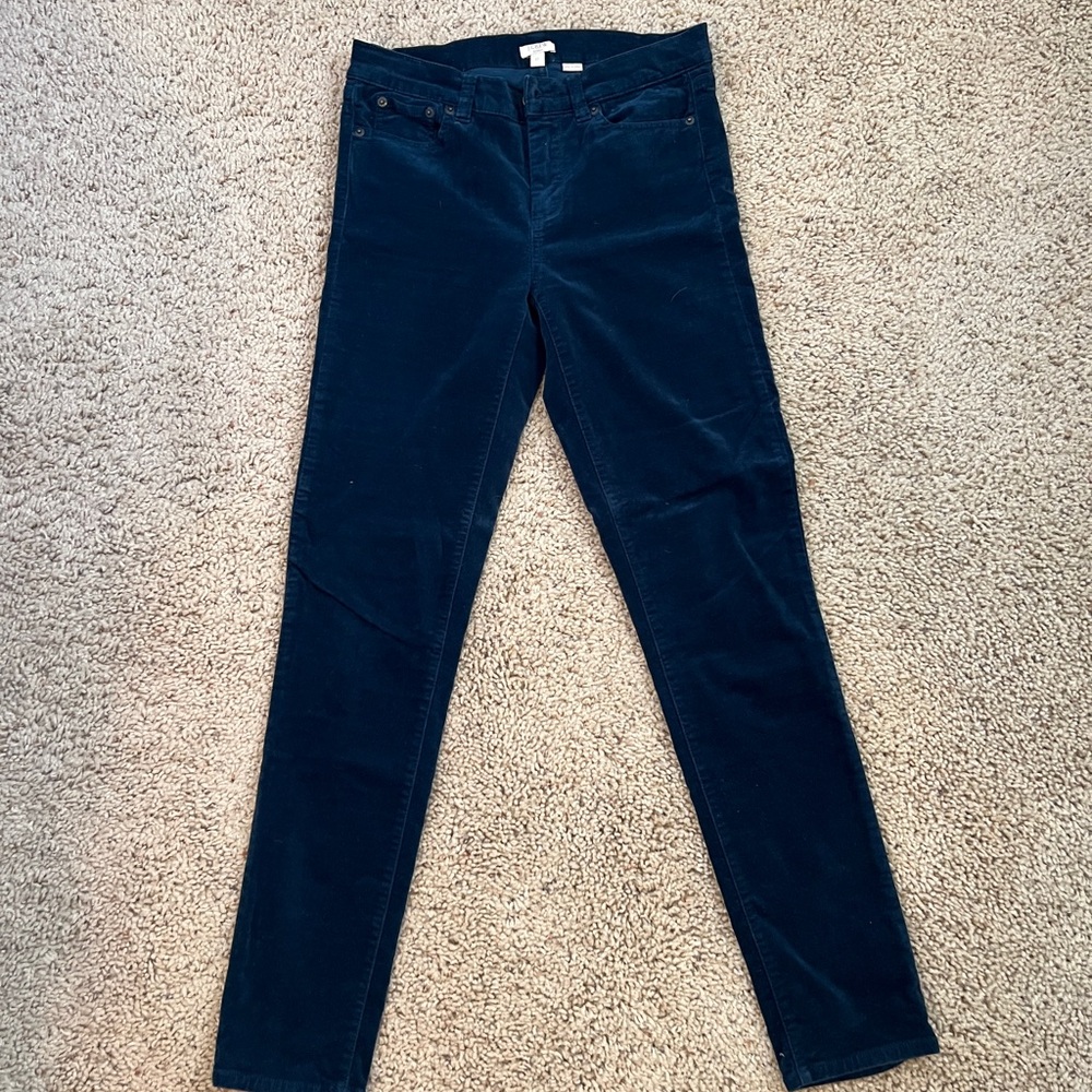J. Crew Velvet Blue Skinny Pants